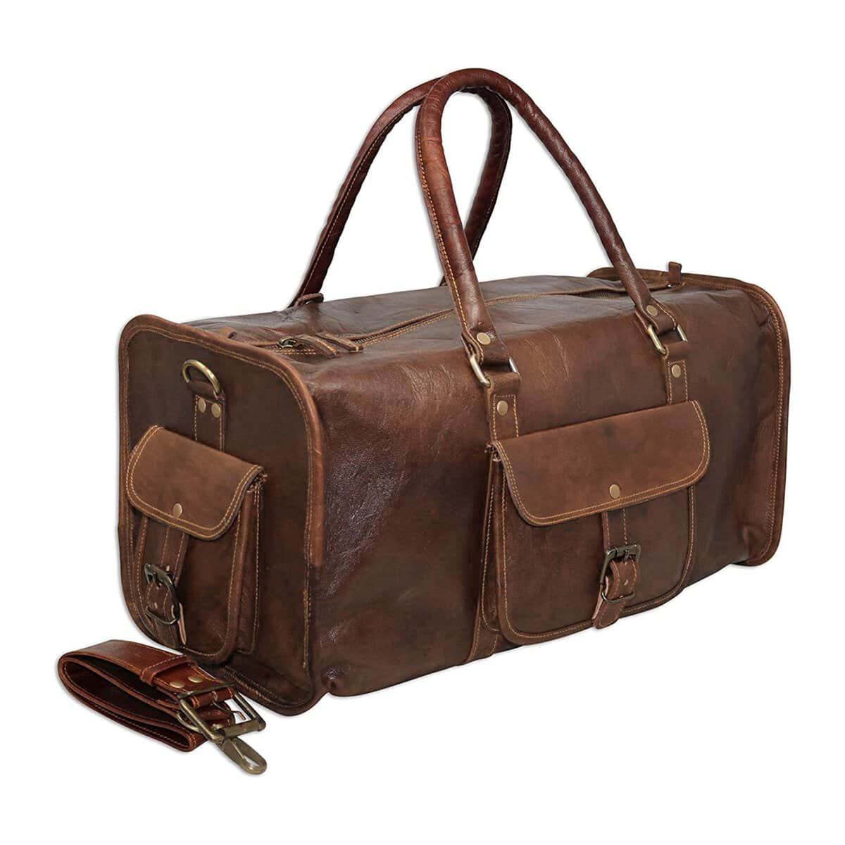 HG-LTHR Jaald 50 Cm Borsone Bagaglio Tracolla da Viaggio Campeggio Sportiva Fitness Sport Carry on Palestra a Mano in Vera Pelle da Uomo Donna Regalo Vintage Valigia Borsa Leather duffel travel luggage bag