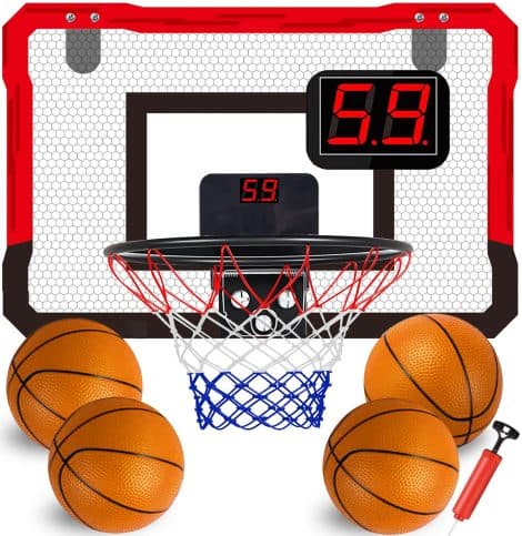 Canestro Basket Mini TEUVO per Bambini da 5 a 12 Anni con Tabellone Elettronico, ideale per casa! Mini Hoop Regalo Perfetto per Ragazzi e Ragazze.