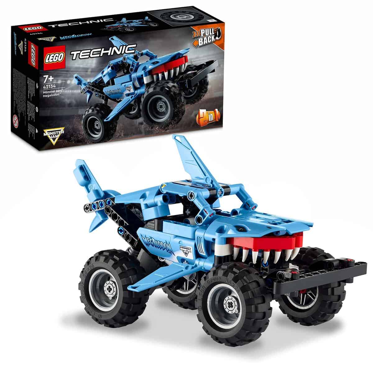 LEGO 42134 Technic Monster Jam Megalodon 2 in 1, da Monster Truck Camion Giocattolo a Macchina Low Racer Lusca, Idea Regalo per Bambini, Bambine, Ragazzi e Ragazze da 7 Anni