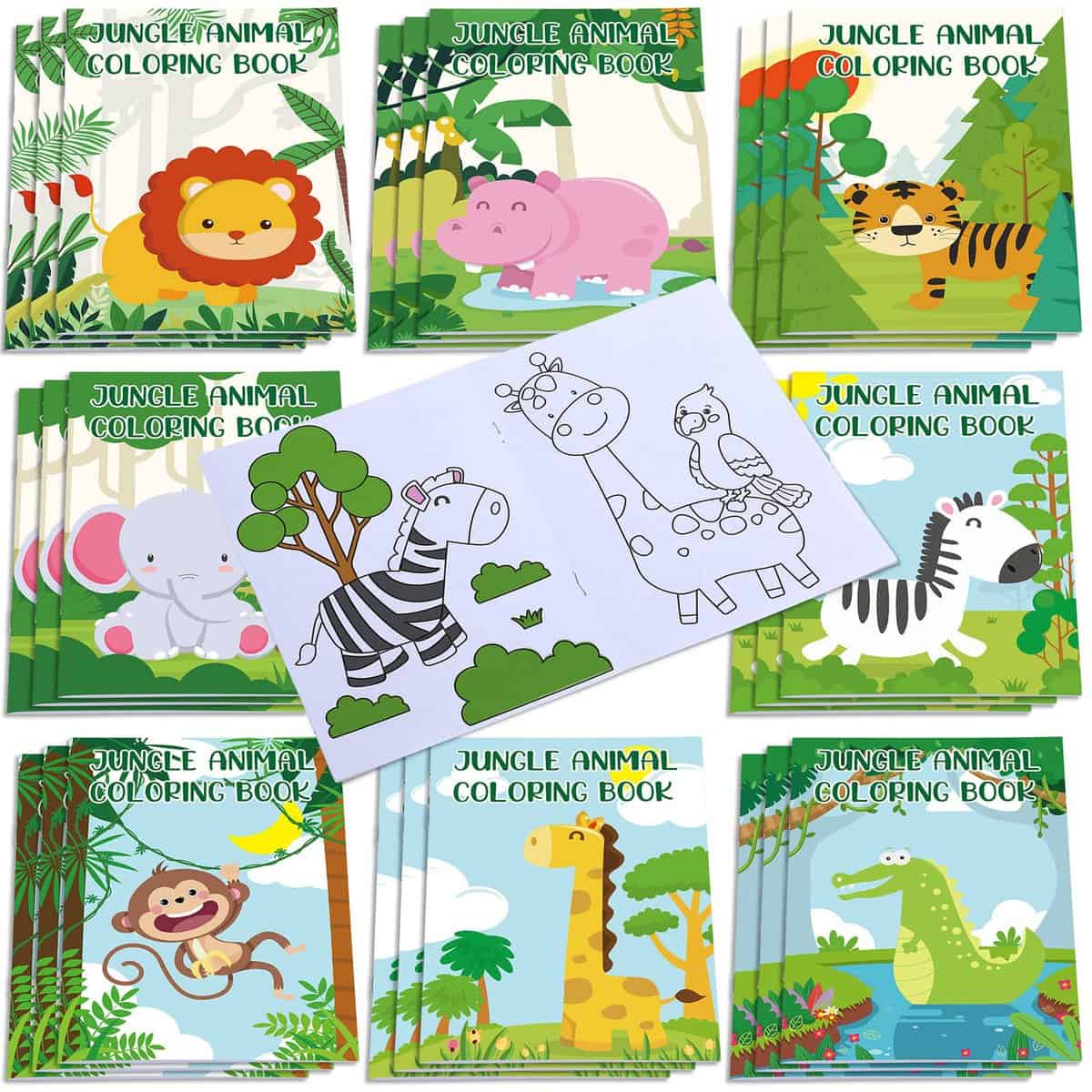 24 Libri da Colorare a Tema Animali di Safari di Giungla Bomboniere per Bambini Ragazzi Mini Quaderni da Disegno Fai da Te a Tema Animali di Foresta Album da Disegnare per Regali Compleanno