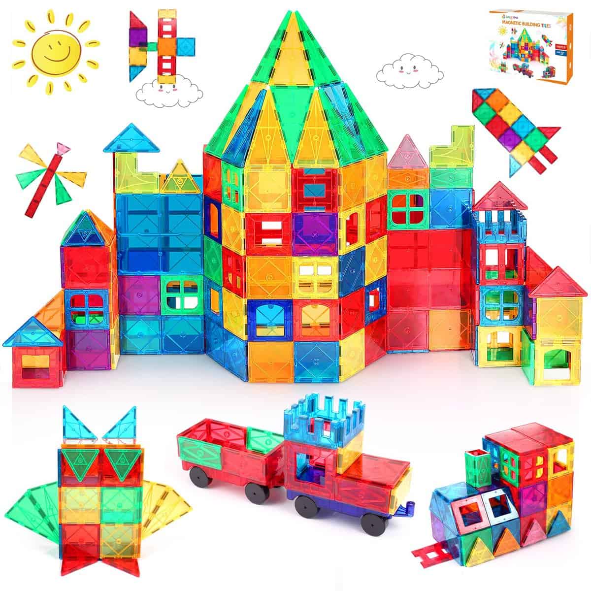 LeagoEra 110 Pezzi Costruzioni Magnetiche Giochi Bambini 3 4 5 6 7 Anni, Magneti Costruzioni per Bambini Ragazzi Ragazze Giocattoli Bambino 3 4 5 6 7 Anni Natale Compleanno Regalo