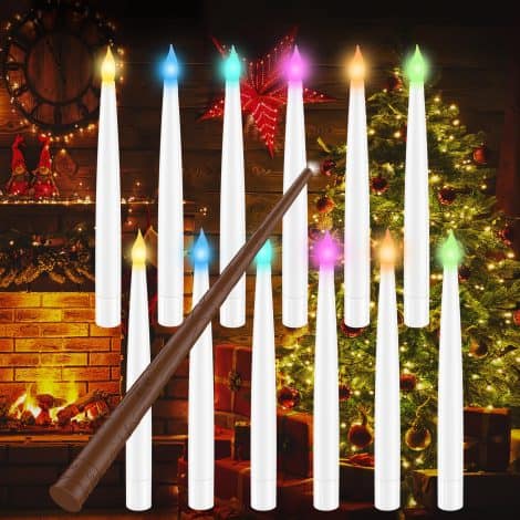 Coovee Candele colorate galleggianti, con telecomando magico e batteria, per decorazioni natalizie magiche.