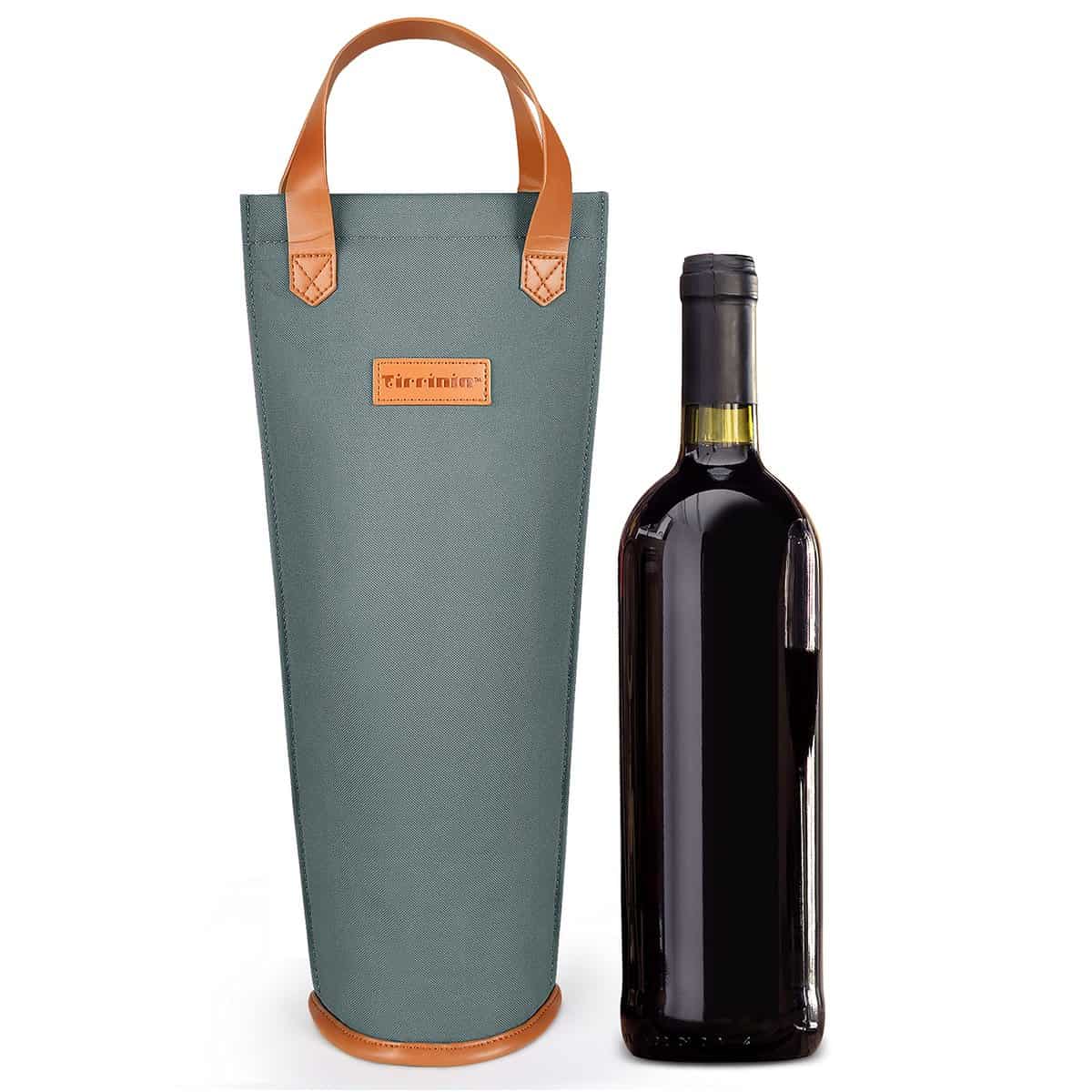 Kato Tirrinia Borsa regalo per vino singolo, borsa termica isolata e imbottita per il trasporto di bottiglie di vino per viaggi, picnic, grande regalo per gli amanti del vino, grigio