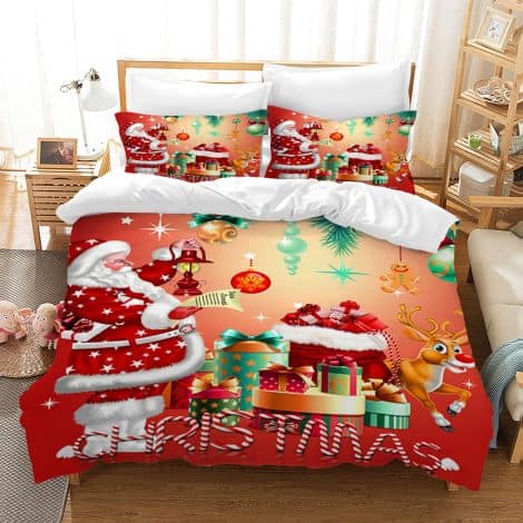 Parure Natalizia con Copripiumino e Federe, Tema Buon Natale, in Morbida Microfibra per Bambini (200x200cm, Natalizio F)