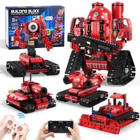 Arulis Giocattolo Costruzione Telecomandato 5 in 1: Robot e Auto, Programmazione App, Regalo Ragazzi 8-15 anni.