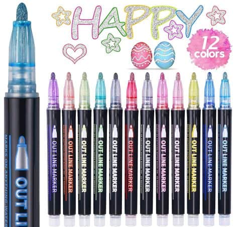 Pennarelli Glitterati ECtury, regalo ideale per bambine di 4-12 anni. Pennarelli con 12 colori metallici magici, perfetti per disegni, scrapbooking e cancelleria.