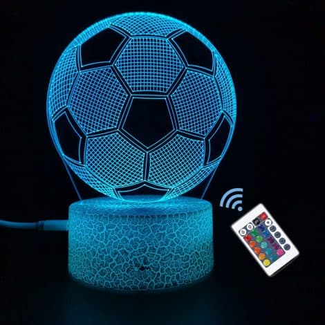 SYNCHAIN Luci Notturne 3D Ottica Illusione da Calcio con Telecomando, Regalo Natale Compleanno Bambini 7 Anni.