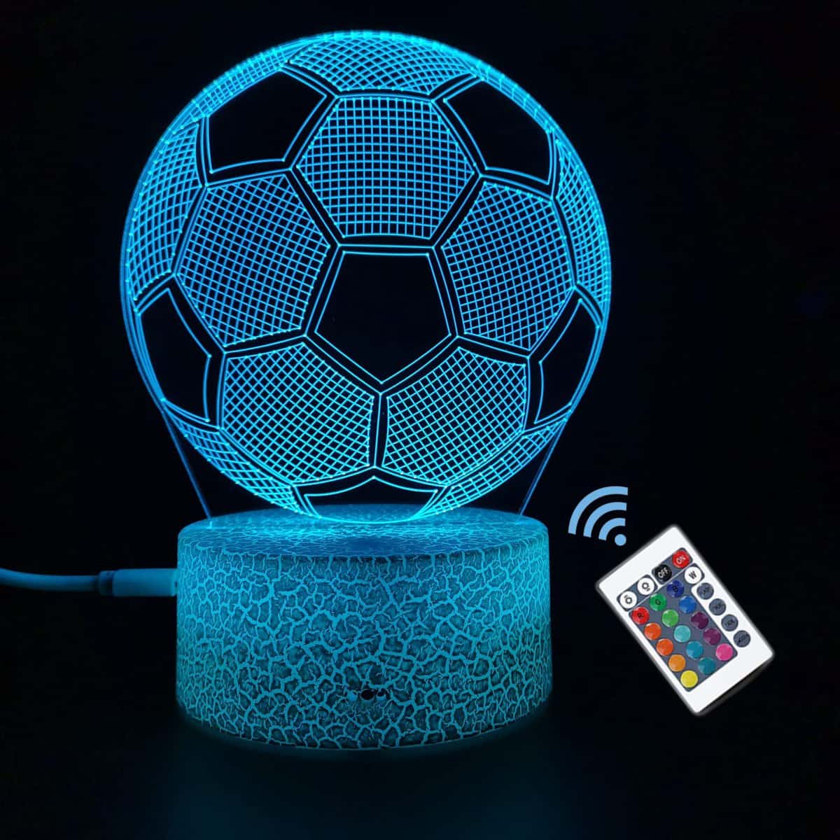SYNCHAIN 3D Illusione Ottica Luce Notturna, Regalo de Calcio per Bambini 7 Anni Maschio con 16 Cambi di Colore e Telecomando, Regali di Natale Calcio Compleanno per Ragazza, Ragazzo