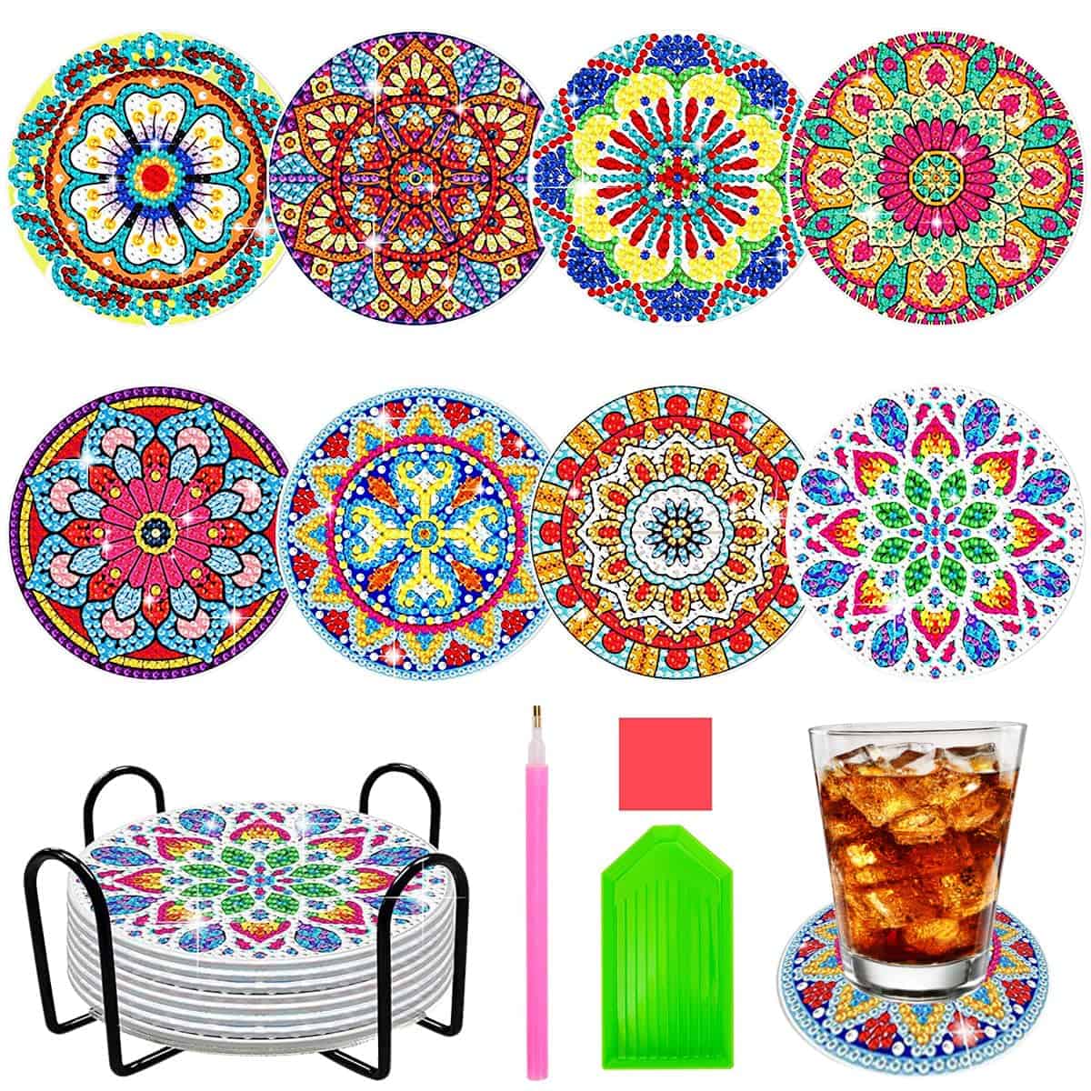 Regalo Bambina 9 10 11 12 Anni, Diamond Painting Kit Sottobicchiere Mandala Regali Ragazza 8-12 Anni Femmina Fai da Te Giochi Bambina 8 9 10 11 Anni Idee Regalo Compleanno Ragazze Adolescente Adulto