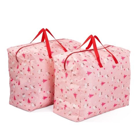 2 Grandi Borse Natalizie per conservare Ornamenti e Decorazioni dell’Albero di Natale, durevoli e spaziose.