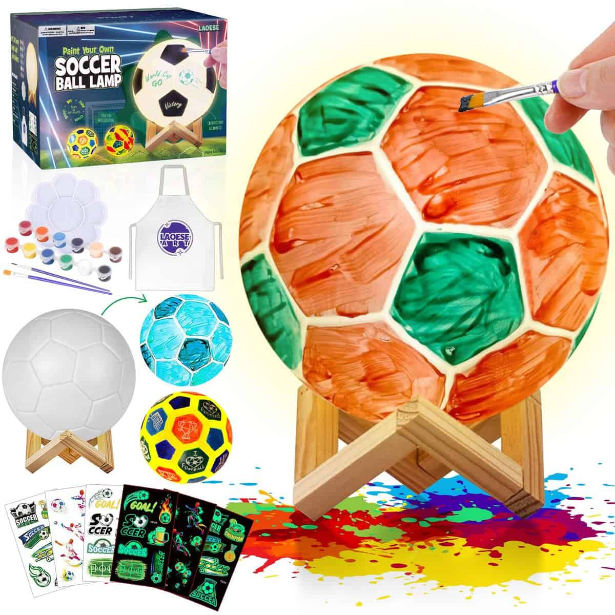 LAOESE Lampada Calcio set pittura per bambini, 3D lavoretti creativi, Giochi Calcio luci notturne, regalo 3 4 5 6 7 8 9 10 11 12 anni maschio