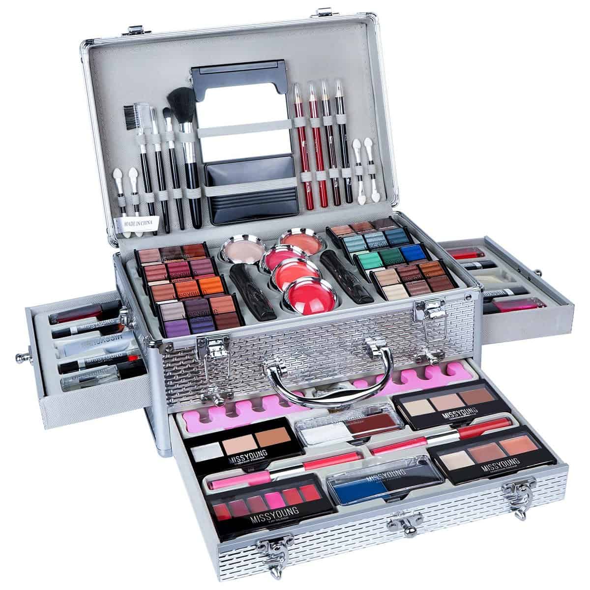Set trucco Professionale, MKNZOME 8 pezzi Set Trucchi donna Make Up Completo con Custodia Trousse di Trucchi regalo di Natale palette ombretti professionali Rossetti Makeup Fondotinta Correttore