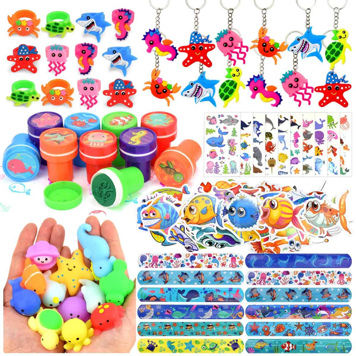 122 Pezzi di Regali per Feste Sotto il Mare per Bambini, Regali per Feste del Mare, Carine Forniture per Feste a Tema Animali Marini, Pinata Regali a Tema Oceano per Feste di Compleanno per Bambini