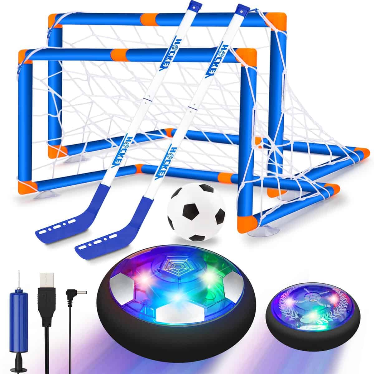 SUNNOW Pallone Calcio Fluttuante - 3-in-1 Ricaricabile Air Hover Calcio Bambini con 2 Porta da Calcio per Bambini Pallone Fluttuante Giocattoli Sportivi per Bambini 3 4 5 6 7 8-12 Anni Natale Regalo