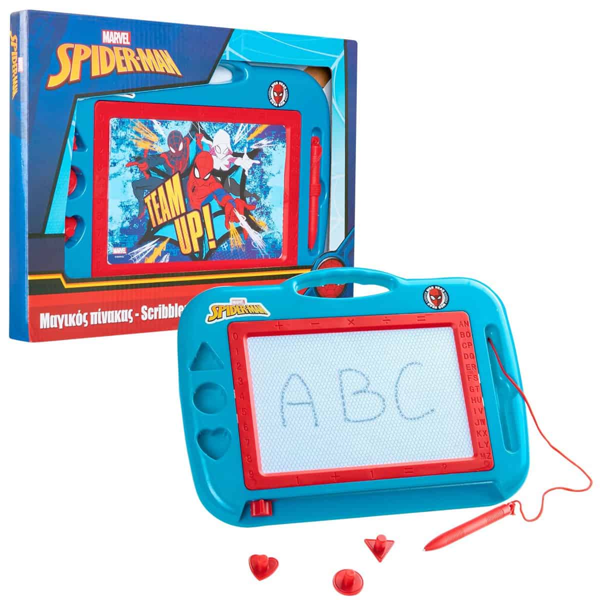 Disney Lavagna Magnetica per Bambini - Lavagnetta Cancellabile Bambini con Penna e Timbri - Lavagna Magica Spiderman Frozen Giocattoli Educativi Regalo 3+ (Blu Spiderman)