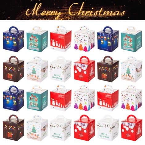 Confezione Natalizia Gwhole con 24 Scatole Regalo, adatte per biscotti, caramelle e decorazioni natalizie.