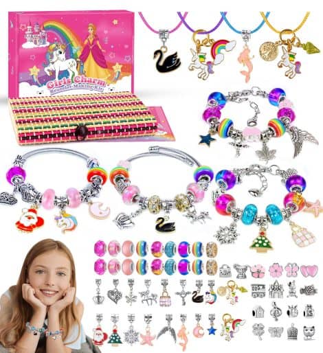 Kit per creazione di braccialetti fai-da-te per bambine dai 5 ai 11 anni. Ideale come regalo di Natale.