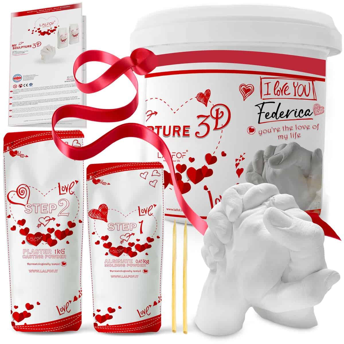 LALFOF® Kit Calco Mani Coppia. Regalo Natale 2023,regalo Per Lui,regalo Per Lei,regalo Anniversario Per Lui,regalo Anniversario Per Lei,regalo Fidanzata,regalo Coppia,regalo Per Lei,gesso Per Stampi