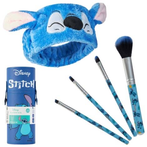 Astuccio Trucco Disney con Pennelli e Fascia per Capelli – Trousse Viaggio Stitch Gadget Ufficiale (Blu)