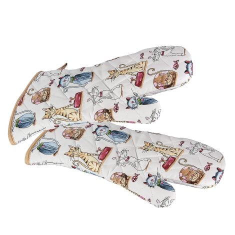 Guanti da forno a motivo gattini resistenti al calore – idee regalo per donna, amanti dei gatti e cuochi – 2 pezzi