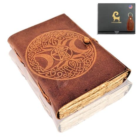 URBAN LEATHER Agenda artigianale con albero celtico inciso, per disegnare, ritagliare o annotare, pagine vintage.