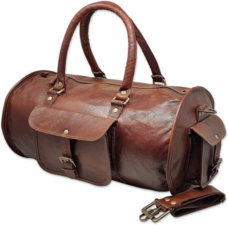 Borsone in pelle genuina per viaggi, campeggio, fitness e sport, misura 50 cm – Jaald