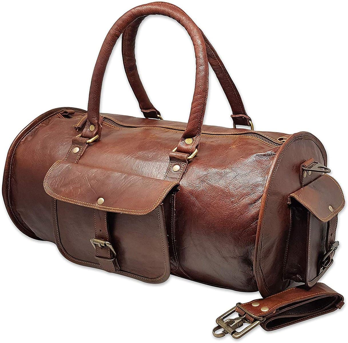 HG-LTHR Jaald 50 Cm Borsone Bagaglio Tracolla da Viaggio Campeggio Sportiva Fitness Sport Carry on Palestra a Mano in Vera Pelle da Uomo Donna Regalo Vintage Valigia Borsa Leather duffel travel luggage bag