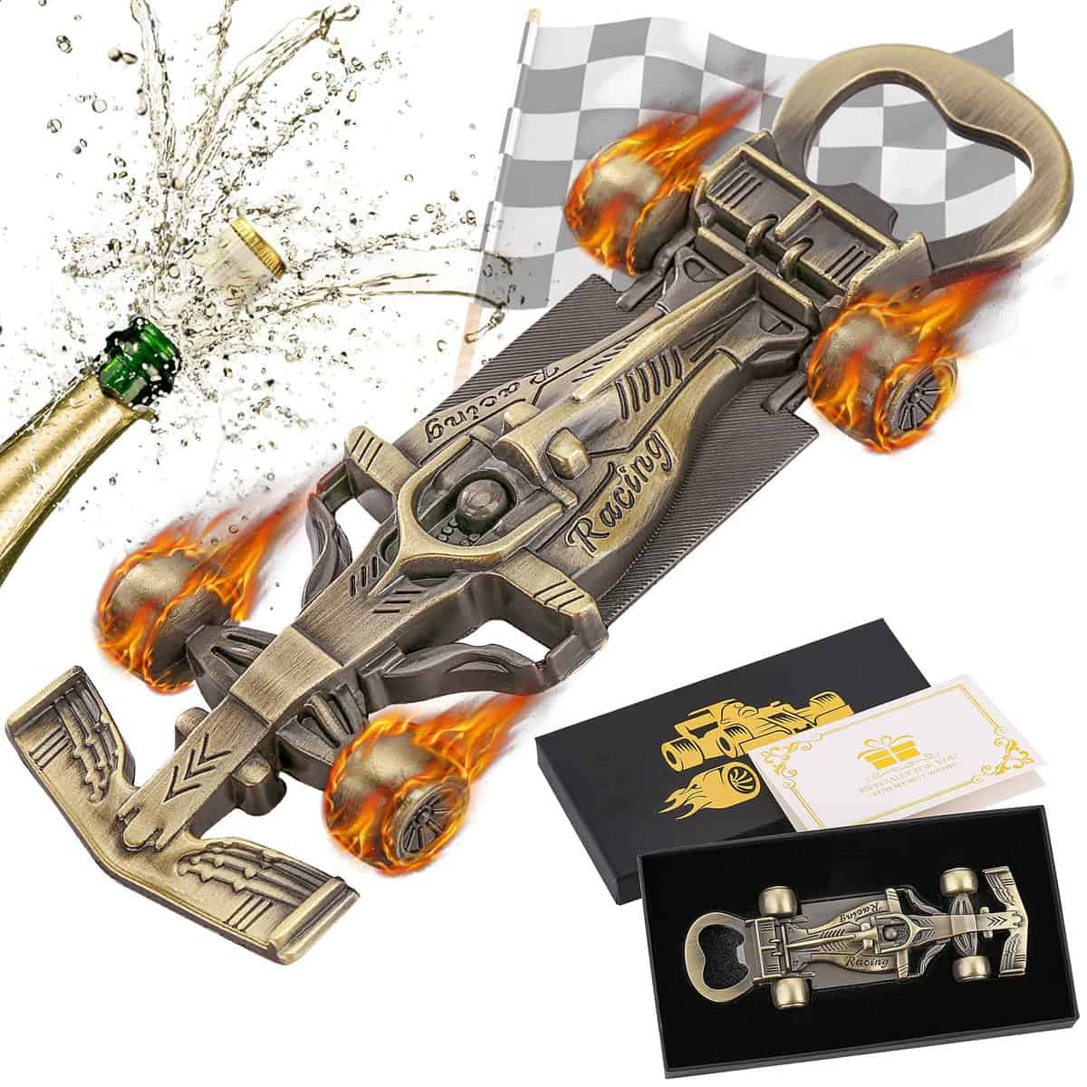 LKKCHER Regali di macchina da corsa, regalo di birra unico per gli uomini nuovissimo apribottiglie per auto gadget, regalo di compleanno regalo per la festa del papà novità per lui, marito, fidanzato