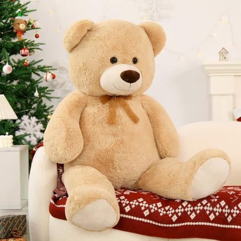 Orsetto di peluche gigante MorisMos, 130cm XXL, marrone chiaro, morbido e peloso, perfetto come regalo natalizio!