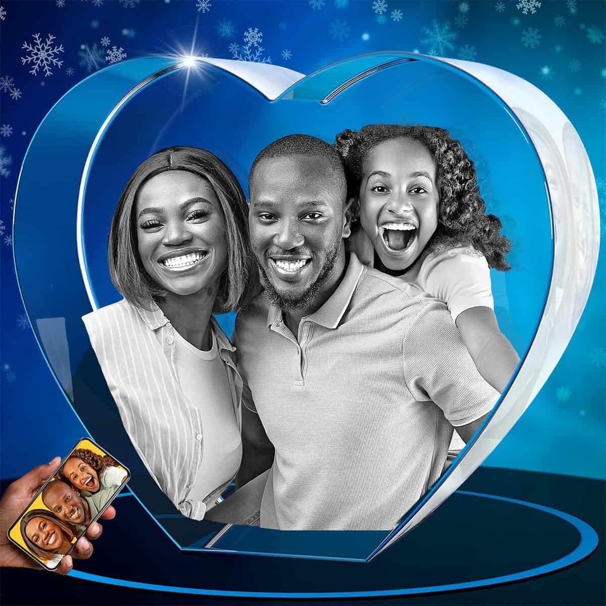 ArtPix 3D Crystal Photo, regalo personalizzato con la tua foto, immagine incisa al laser 3D, cristallo di cuore inciso, regali di compleanno commemorativi per mamma, papà, uomini, donne