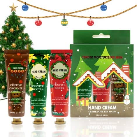 Crema Natalizia per le Mani, Crema Idratante per Mani Secche e Screpolate, Set Regalo 3 * 30ML