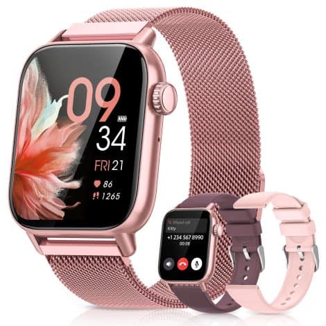 Smartwatch Nuova Donna con Chiamate, Orologio Smart da 1.83″, 3 Cinturini, Cardiofrequenzimetro, Sonno e Sport, iOS Android