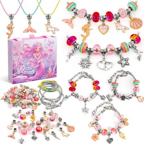 Tomylv Kit per creare braccialetti fai da te, regalo ideale per bambine dai 5 ai 13 anni. Perfetto per Natale o compleanni.