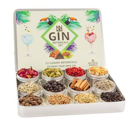 Set regalo di Botaniche e Infusioni per Gin, con 12 confezioni di piante e spezie pregiate.