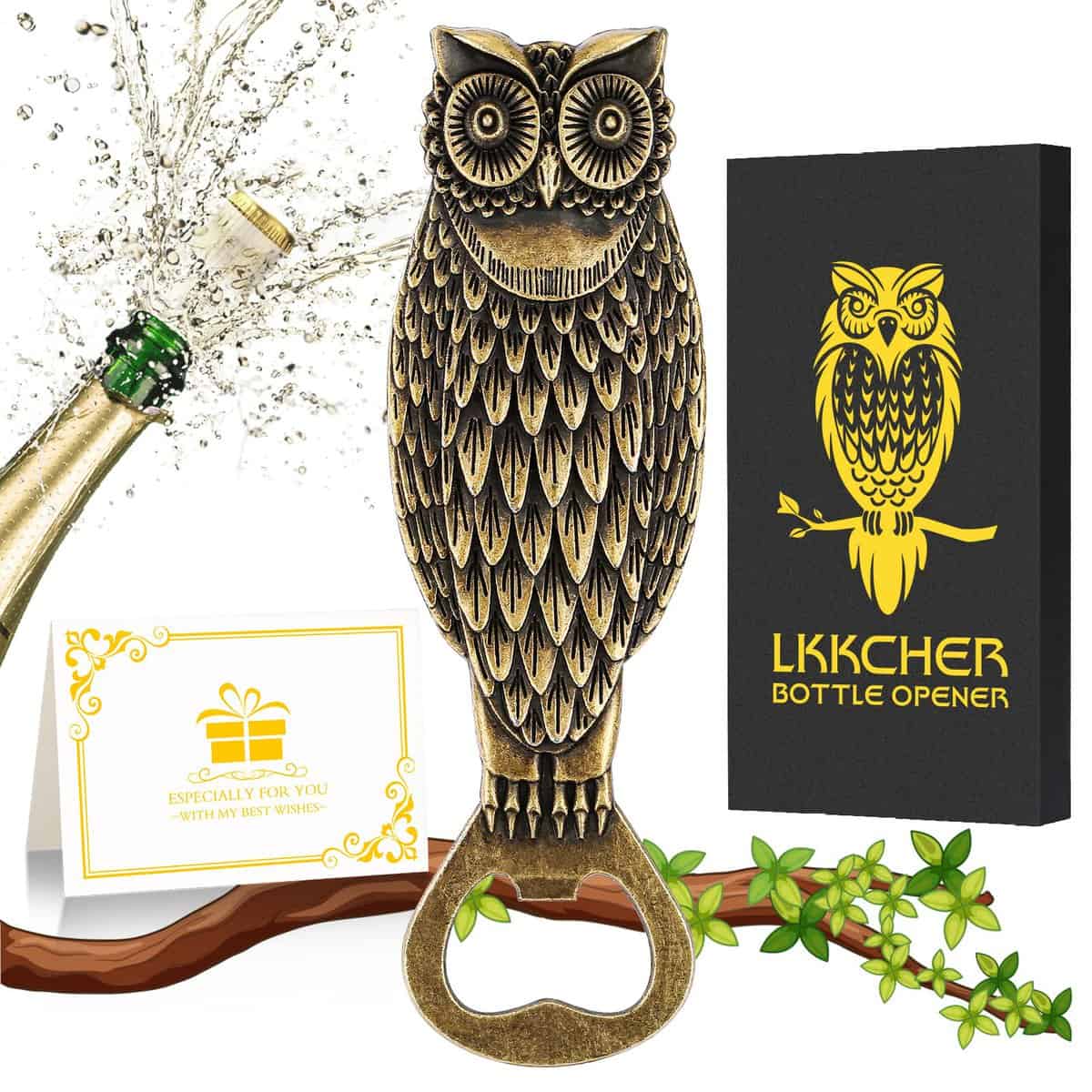 LKKCHER Apribottiglie per Birra in Gufo, Festa del Papa Idee Regalo, Regalo Compleanno Donna, Regalo Uomo Compleanno, Idea Regalo Originale per Compleanno per Fans dei Gufo, Idea Regali Natale