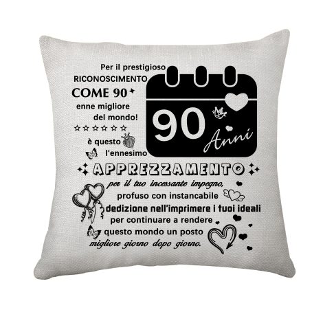 Cuscino regalo essere 90 anni Nonna Nonna Mamma Papà, per un regalo di compleanno personalizzato.