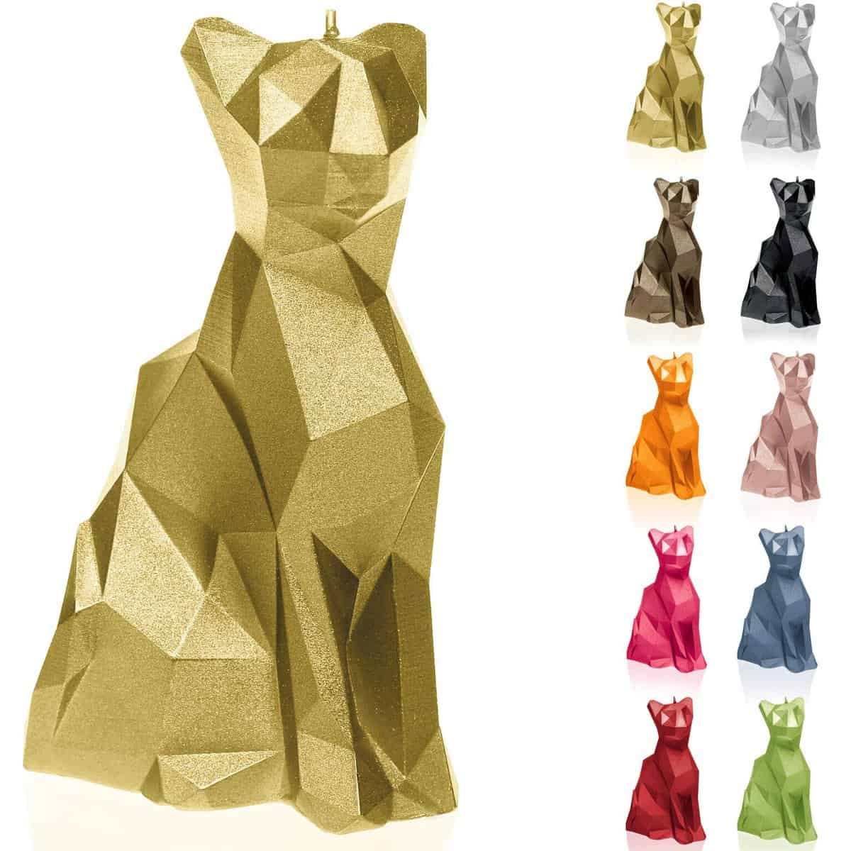 Candellana Fatto a Mano Cat Low-Poly Candela regalo - Divertente - Candela Decorativa - Arredo casa - Regali per Amici - Stoppino di Cotone - Tempo di Combustione 35h - Classic Gold Candela