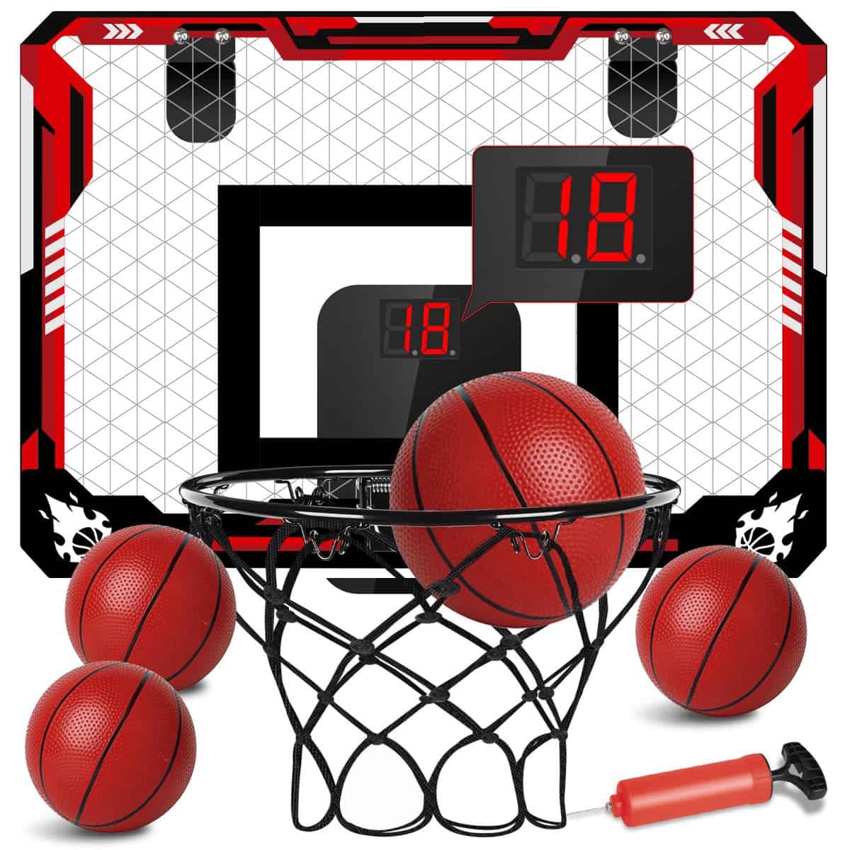 KIZJORYA Canestro da Basket Interno per Bambini: Mini Canestro Pieghevole da Porta, 4 Palline, Giocattolo Sportivo, Regalo di Compleanno per Ragazzi, Ragazze, Adolescenti, Adulti (3+)