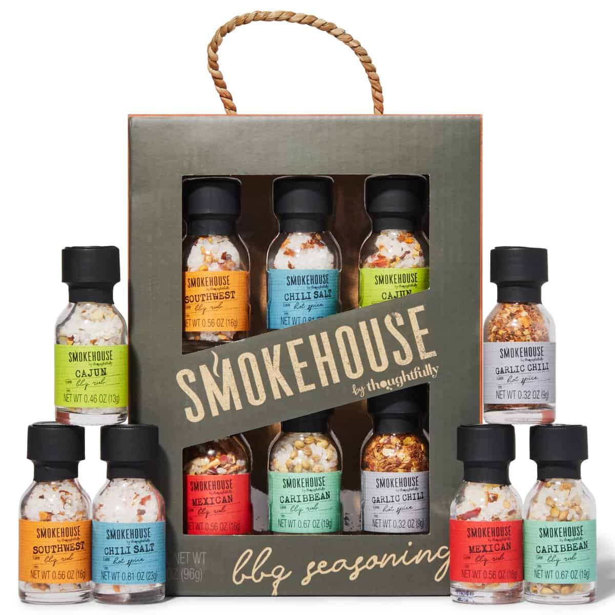 Modern Gourmet Foods, Collezione di Spezie per Barbecue, Confezione da 6, i gusti includono Southwest BBQ Rub, Chilli Salt, Cajun BBQ Rub, Mexican BBQ Rub e Altri, in bottiglie da 25 ml
