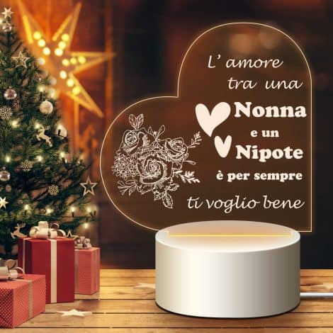 Lampada Regalo Nonna Compleanno, con Frasi e LED, perfetta per Donne, Ringraziamenti, Natale.