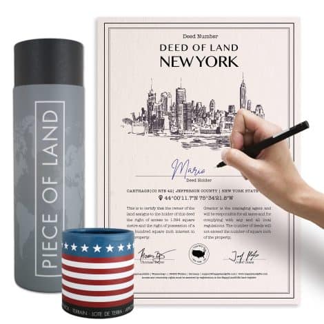 happylandgifts® Pezzo di Terreno Autentico – New York Certificato di Proprietà Personalizzato per Lei e Lui | Idee Regalo.