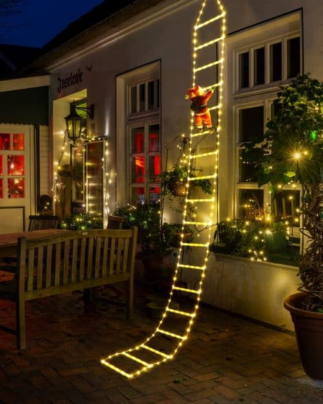 Geemoo 3M Luci Natale con 338 LED, Scala e Babbo Natale, Funzione Timer e Memoria, Bianco Caldo. (Italian)