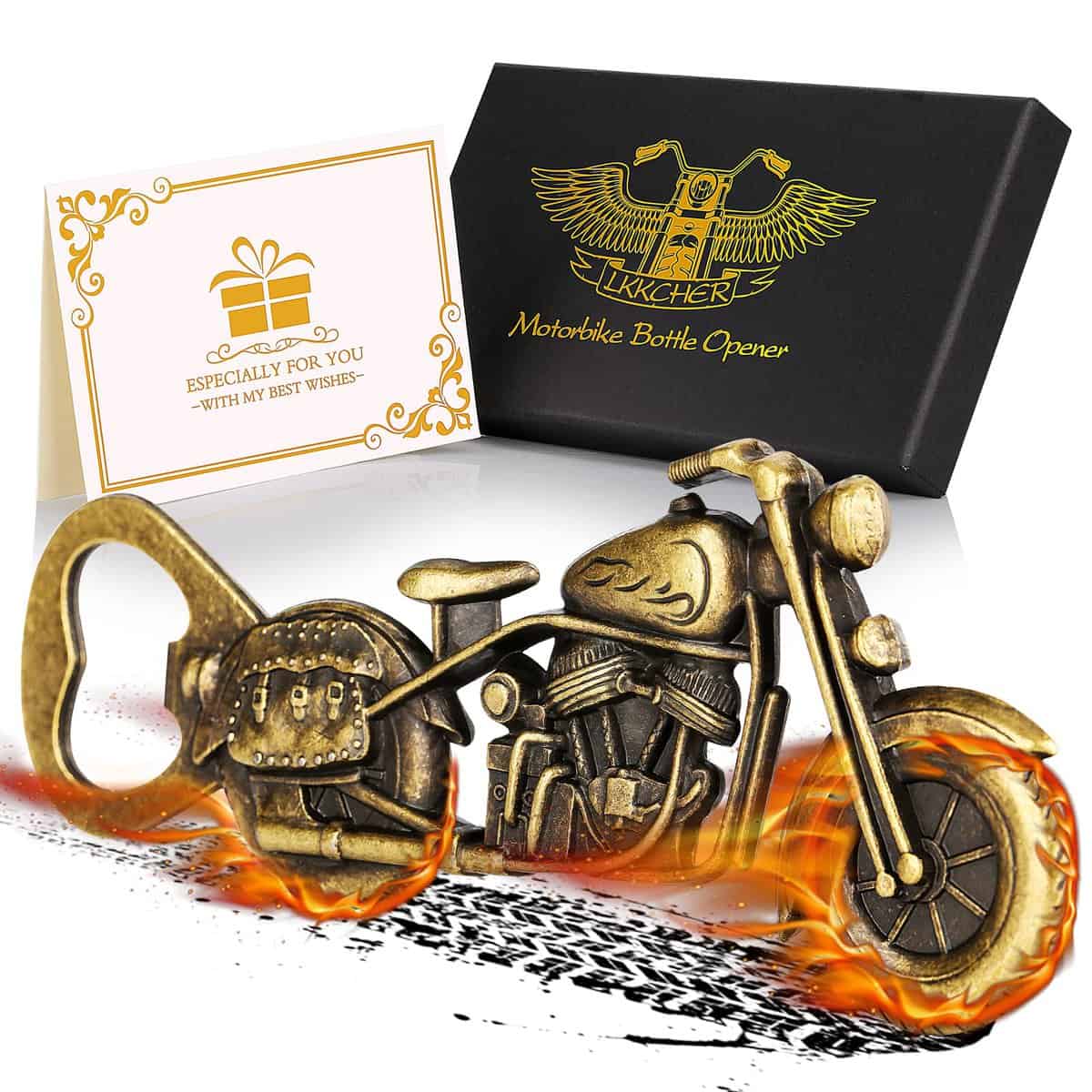 LKKCHER Regalo Uomo Natale Idee, Apribottiglie Vintage per Moto, Regalo Festa del Papà, Regalo Uomo Compleanno, Regali birra per Uomo, Regali per Papà/Lui, Marito Fidanzato e Amante Della Moto