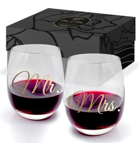 Bicchieri per vino Mr e Mrs per anniversario, regali di nozze per coppie, San Valentino, Natale.