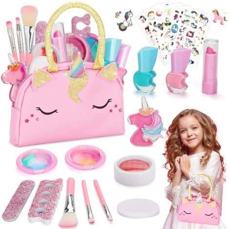 Set trucco lavabile per bambina QDRAGON: regalo per ragazze di 3-10+ anni, cosmetici giocattolo per ragazze.
