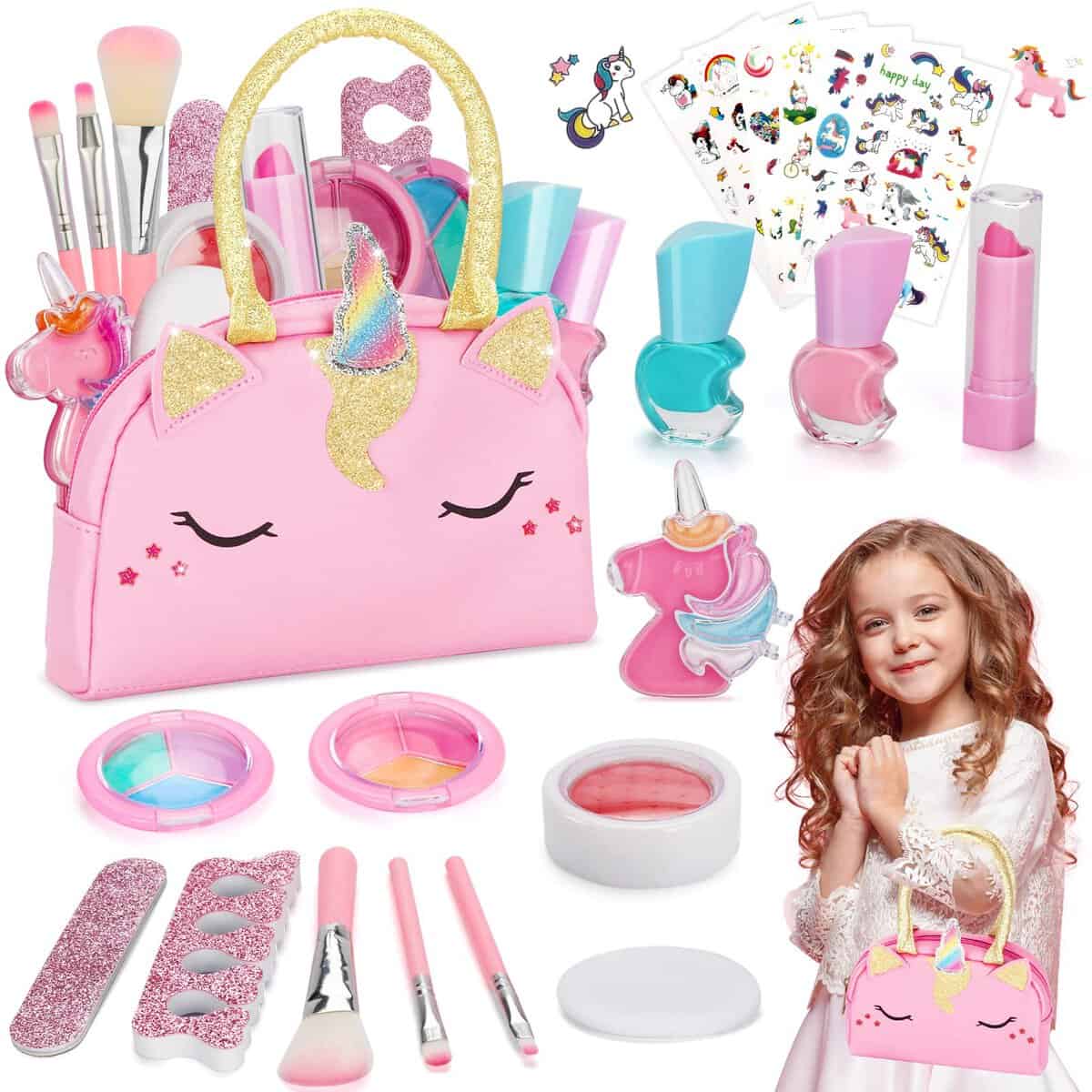 QDRAGON Trucchi per Bambina, Lavabile Makeup Set di Cosmetici per Bambini Trucco per Ragazza Giocattolo Regali per Ragazze 3 4 5 6 7 8 9 10+ Anni