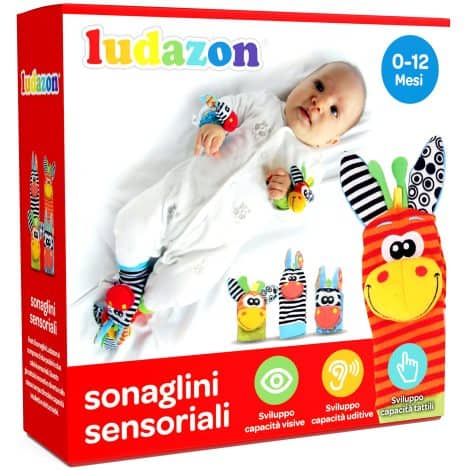 LUDAZON® – Sonaglini Sensoriali per lo sviluppo delle abilità mentali, Giochi Neonato Montessori, Sonagli morbidi in peluche, Perfetti per regali neonato.