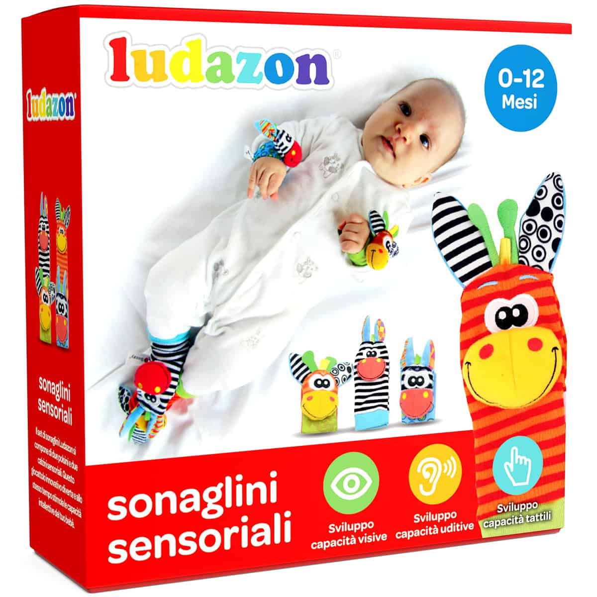 LUDAZON® Sonaglini Sensoriali per lo sviluppo delle capacità intellettive, Giochi Neonato Montessori, Sonaglio in Morbido Peluche, Ideale per Regali Nascita Maschio o Femmina