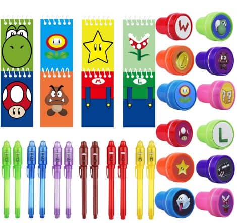Super pack festa di compleanno per bambini con penne UV, taccuini e timbri. (MLA-BQ-YZ)