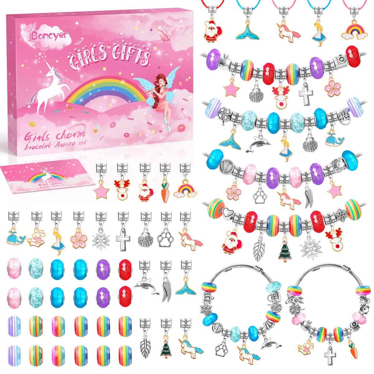 Bancyer Regalo Bambina 5-12 Anni, Crea Braccialetti Bambina, Giochi Bambina 6 8 Anni Femmina, Kit Braccialetti Fai Da Te Bambina, Gioielli Bambina 8 Anni Idee Regalo